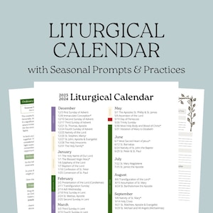 23-24 Liturgical Calendar Guide | Printable Church Calendar with Reflection Prompts and Practices | Resources for Christian Year