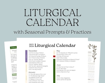 23-24 Liturgical Calendar Guide | Printable Church Calendar with Reflection Prompts and Practices | Resources for Christian Year