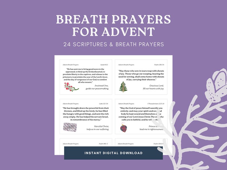 Advent Prayer Cards | Printable Advent Cards | 24 Scriptures and Breath ...
