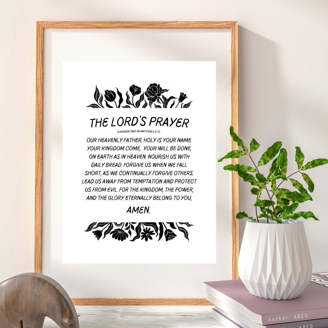 Buy The Lord's Prayer Art Print Printable Christian Wall Art Faith Art ...