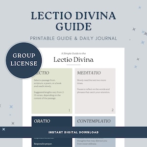 GROUP LICENSE Lectio Divina Printable Journal | Lectio Divina Prayer Guide | Sacred Reading Guide with Bible Verses | Christian Soul Care