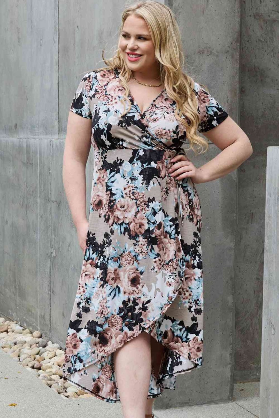Heimish Full Size Solid Ribbed Mini Dress with Button Plus Size main image 0