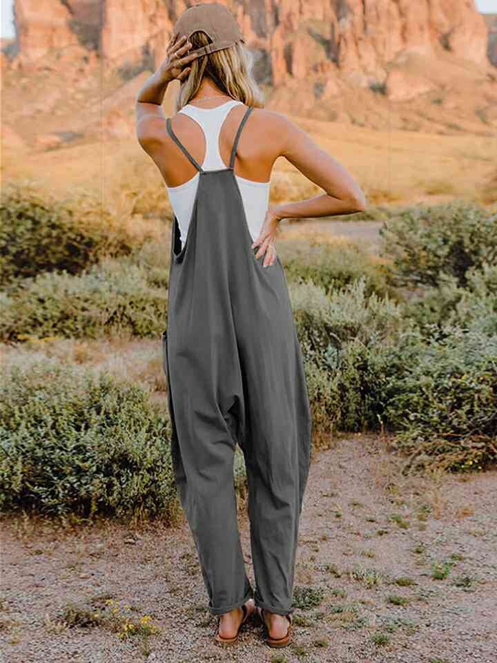 Double Take Full Size V-Neck Sleeveless Jumpsuit with Pockets main image 1
