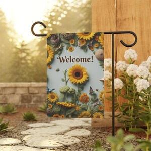 Sunflower Garden & House Banner, Welcome Garden Flag, Spring Yard Sign, Outdoor Home Decor, Housewarming Gift