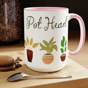 Pot Head, Plant Lover Gifts, Two-Tone Coffee Mugs, 15oz, Houseplant Obsessed, Plant Lady Mug