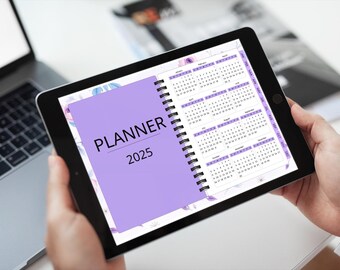 2025 Digital Planner – Simple & Minimalist Lavender Floral Theme, Weekly and Monthly, iPad Planner, GoodNotes Planner, PDF Download