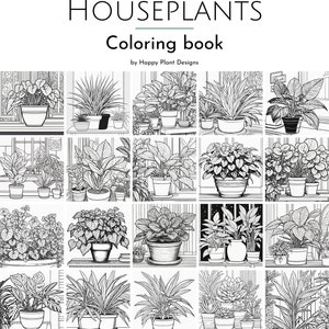 Houseplants Coloring Book, Digital Download