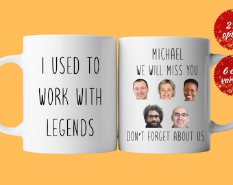 Taza de jubilación personalizada, taza de café para compañeros de trabajo que se van, regalo de despedida para compañeros de trabajo, regalo de jubilación, taza "Trabajé con una leyenda"
