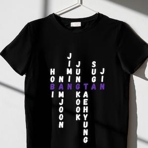 BTS Bangtan Shirt, BTS Member Names Shirt, Bangtan Boys Shirt, Hobi, Namjoon, Jimin, Jungkook, V, Suga, Jin, Gift for Army K-POP Shirt