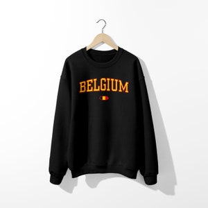 Belgium Flag Crewneck Sweatshirt |  Belgium Unisex College Varsity Style| Christmas Gift