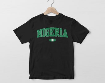 Nigeria Flag Crewneck T-Shirt | African Unisex College Varsity Style| Christmas Gift