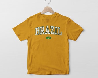 Camiseta Crewneck de la bandera de Brasil / Sau Paulo Unisex College Varsity Style / Regalo de Navidad