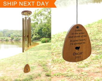 Pet Memorial Wind Chime, Listen to the Wind, Loss of Pet Sympathy Gift, In Memory of Wind Chime, Pet Loss Memorial, Double Sided Engraving