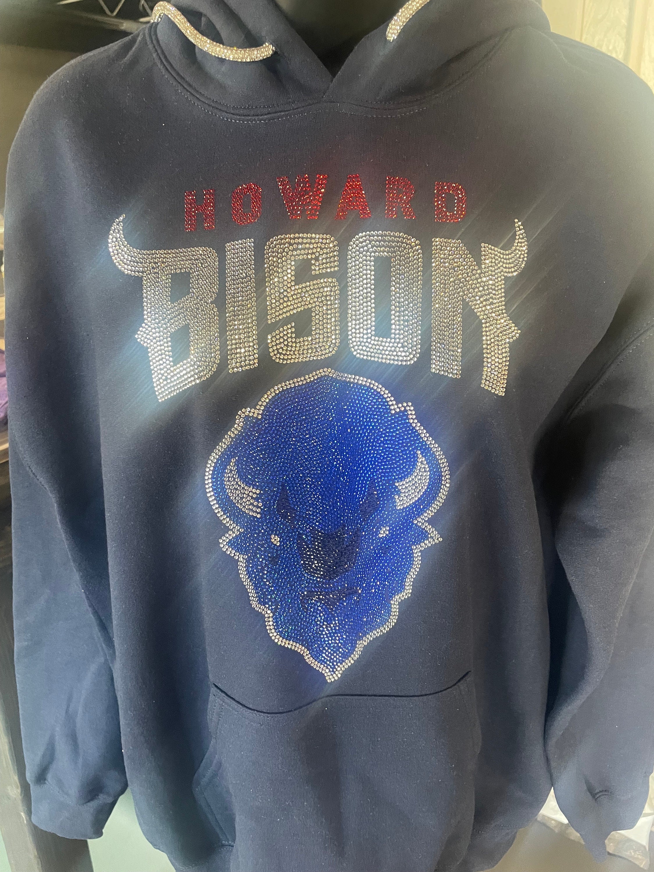 College Hoodie Rhinestone