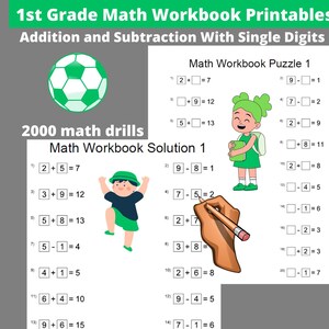 Math Worksheets - Bundle of 2000 Printable Math Drills with Addition and Subtraction - Instant download - First grade math
