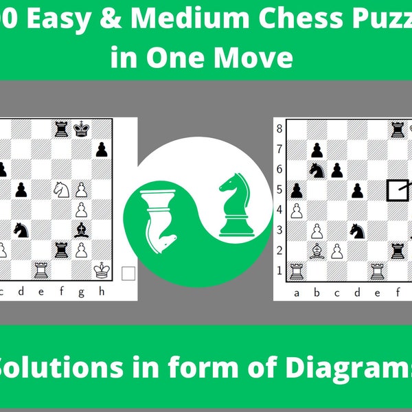 4600 Easy & Medium Chess Puzzles in One Move - Printable PDF with Answers - Instant Download - Chess Gift - Chess for Kids - Chess Problems