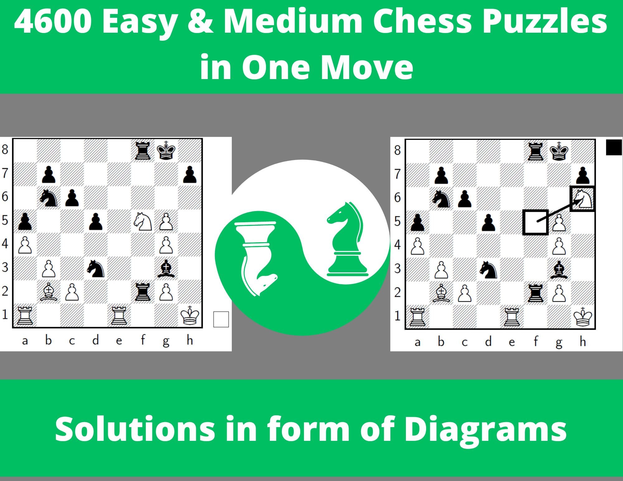 4600 Easy & Medium Chess Puzzles in One Move - Printable PDF with Answers -  Instant Download - Chess Gift - Chess for Kids - Chess Problems