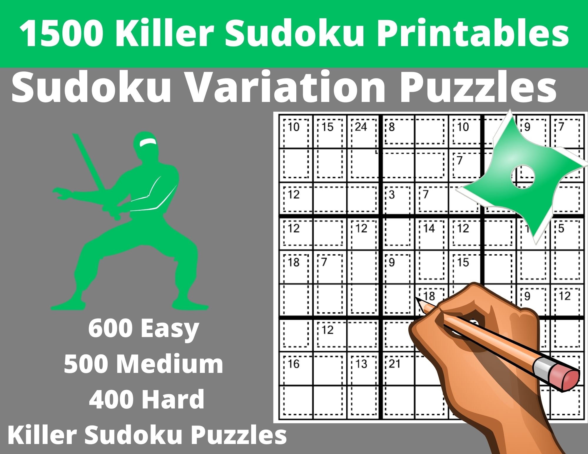 Easy Sudoku for Kids 4x4 Bundle of 1200 Printable (Instant Download) 