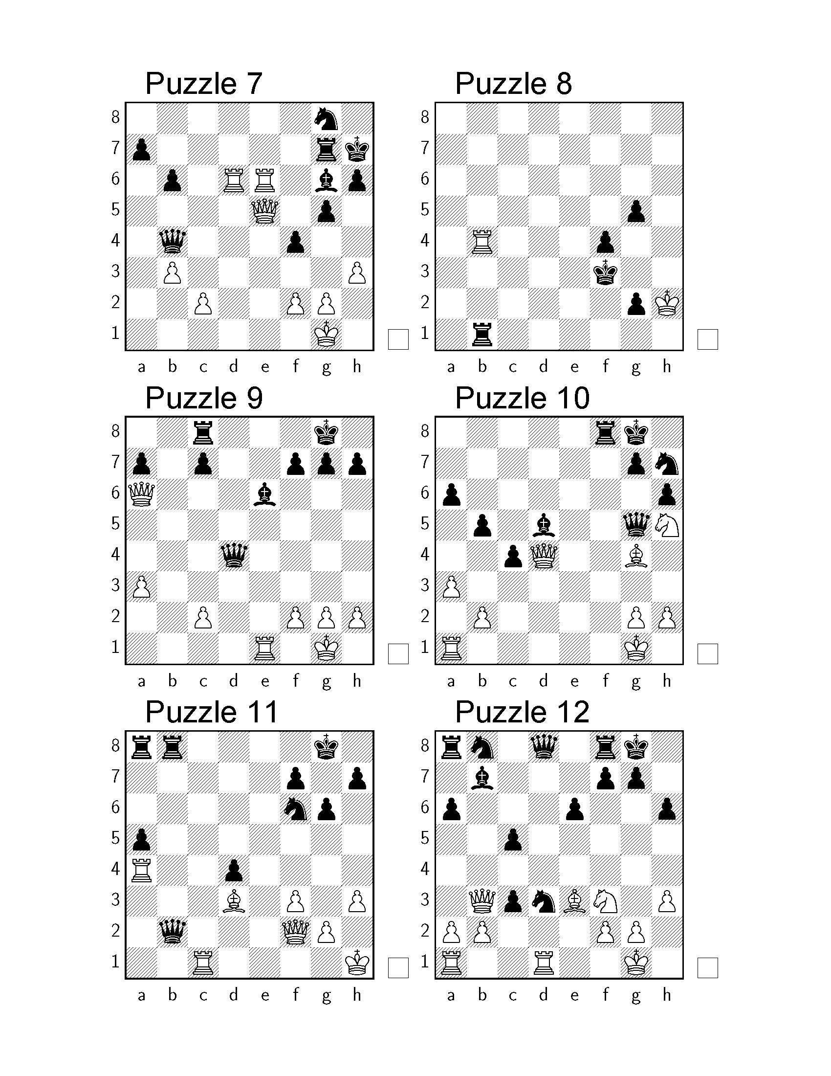 Free Checkmate Problem Worksheets! ♞ Chess Puzzles!