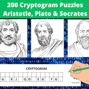 200 Cryptoquote Puzzles in Printable PDF- Adult Activity Book With Cryptogram Puzzles of Aristotle, Plato & Socrates - Instant Download