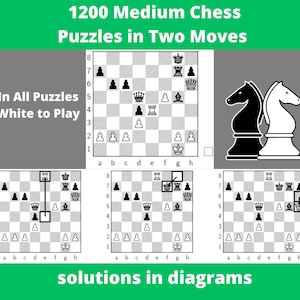 1200 puzzles d'échecs de taille moyenne en deux mouvements - PDF imprimable - Téléchargement instantané - Échecs pour enfants - Problèmes d'échecs - Exercices d'échecs - Entraînement aux échecs