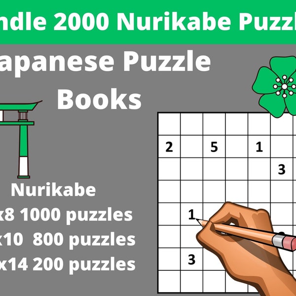 Bundle Nurikabe Puzzles Printable PDF - 2000  Japanese puzzles with Answers - Instant Download