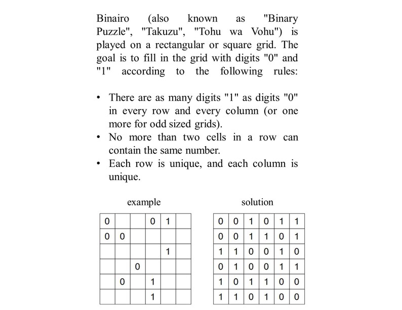 Bundle Binario Puzzles Printable PDF - 1000 Binary Puzzles to Keep Your ...