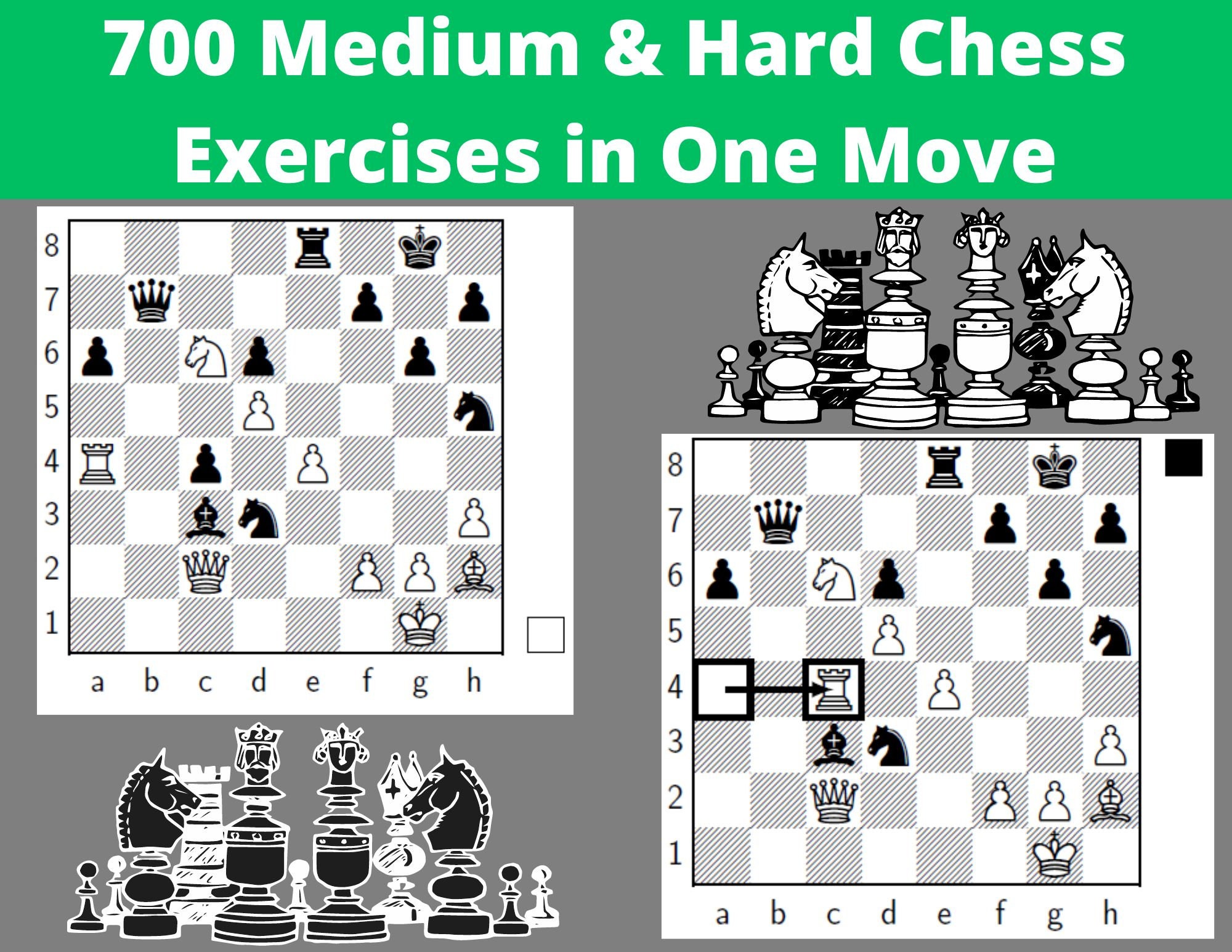 1200 Medium Chess Puzzles in Two Moves Printable PDF 