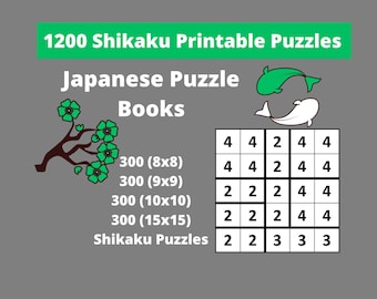 Shikaku Puzzles Printable PDF - Bundle of 1200  Japanese puzzles with Answers - Divide by Box - Number Area - Divide by Squares