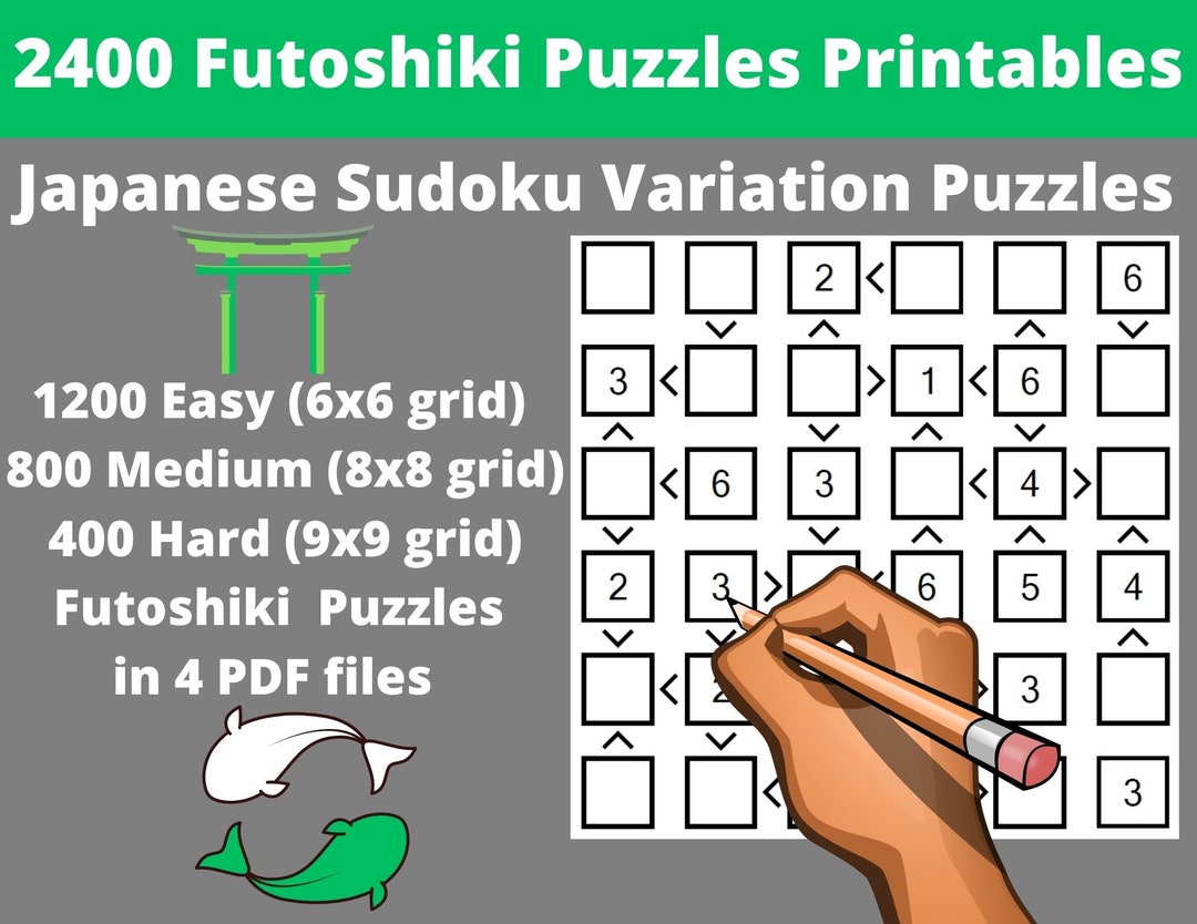 Easy Medium and Hard Futoshiki Puzzles Printable PDF 2400 Etsy