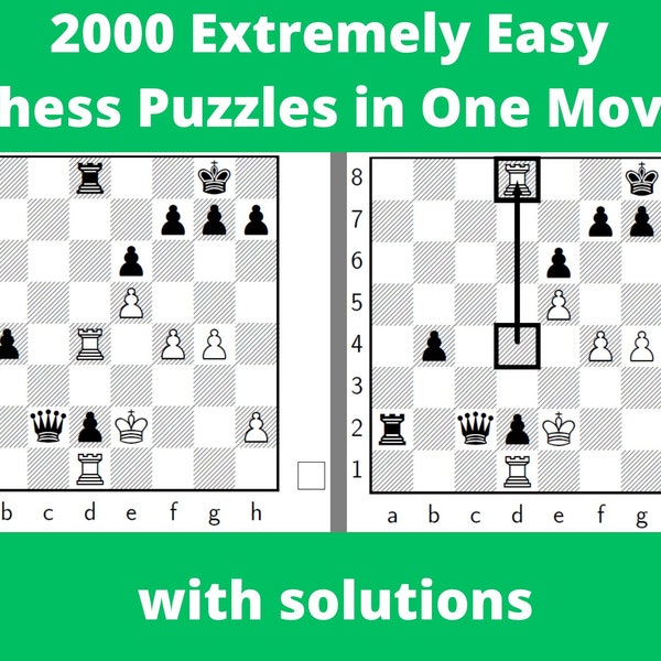 2000 Extremely Easy Chess Puzzles in One Move - Printable PDF with Answers - Instant Download - Chess Gift - Chess for Kids - Chess Problems