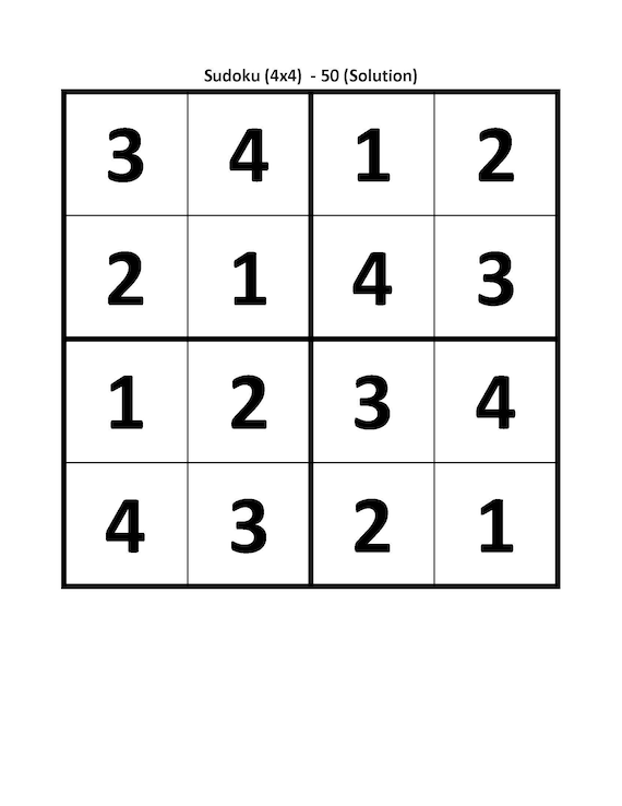 Easy Sudoku for Kids 4x4 Bundle of 1200 Printable (Instant Download) 