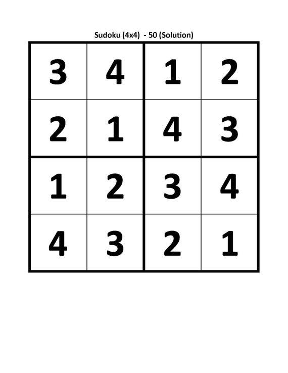 Easy Sudoku for Kids 4x4 Bundle of 1200 Printable (Instant Download) 