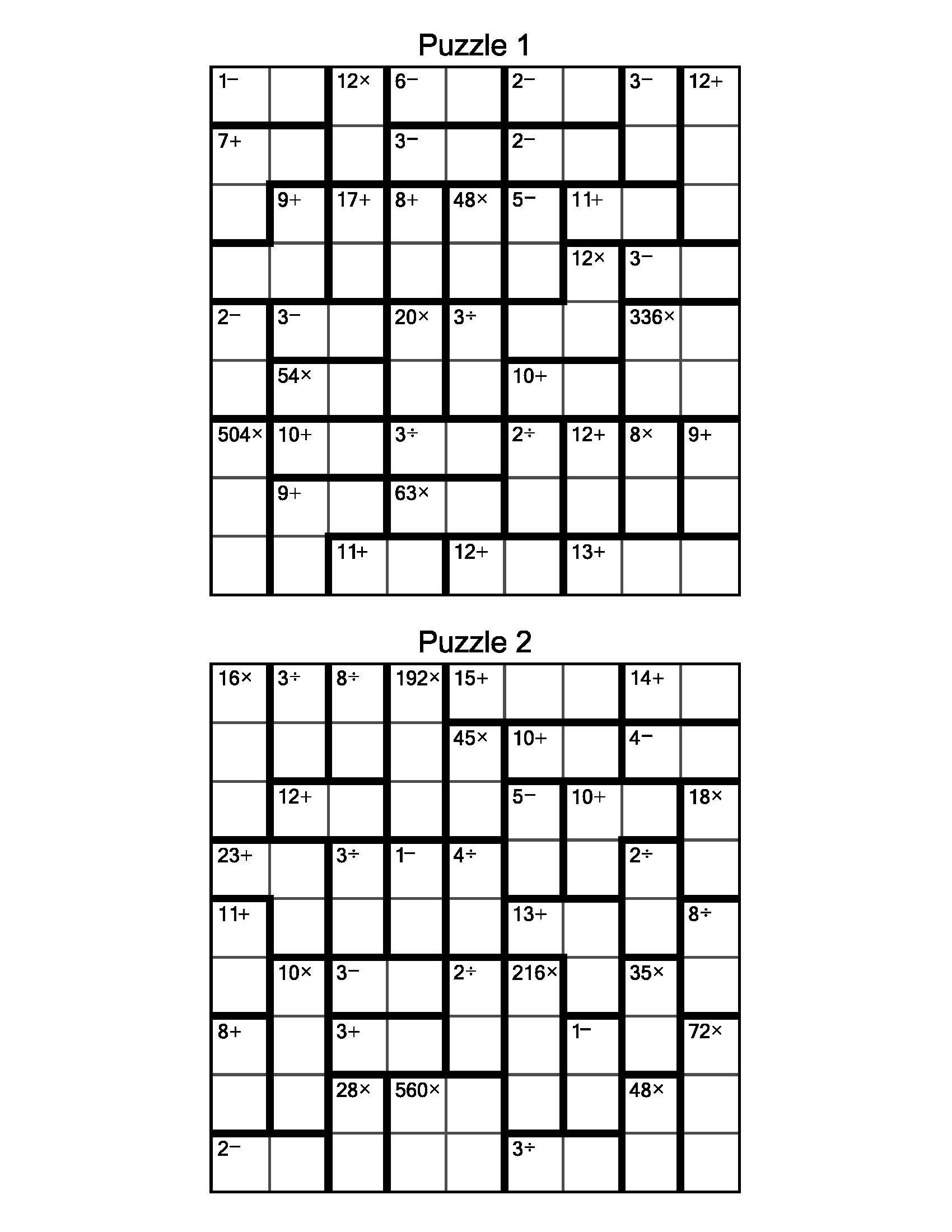Calcudoku / Mathdoku Printable PDF - Bundle of 1500 Easy, Medium and ...