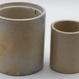 Pair of Small Vintage Stoneware/Ironstone Pots (Ointment/Preserves etc) c1900s (sw.group51)