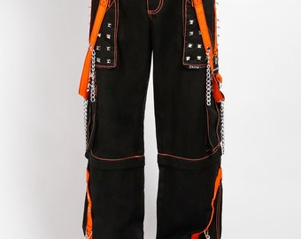 Handmade Gothic Chrome Trousers Punk Studs Chain Black Cotton Pant