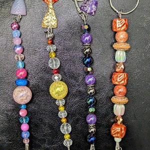 Handmade beaded keychain and wand clips | bracelet helpers | card grabbers