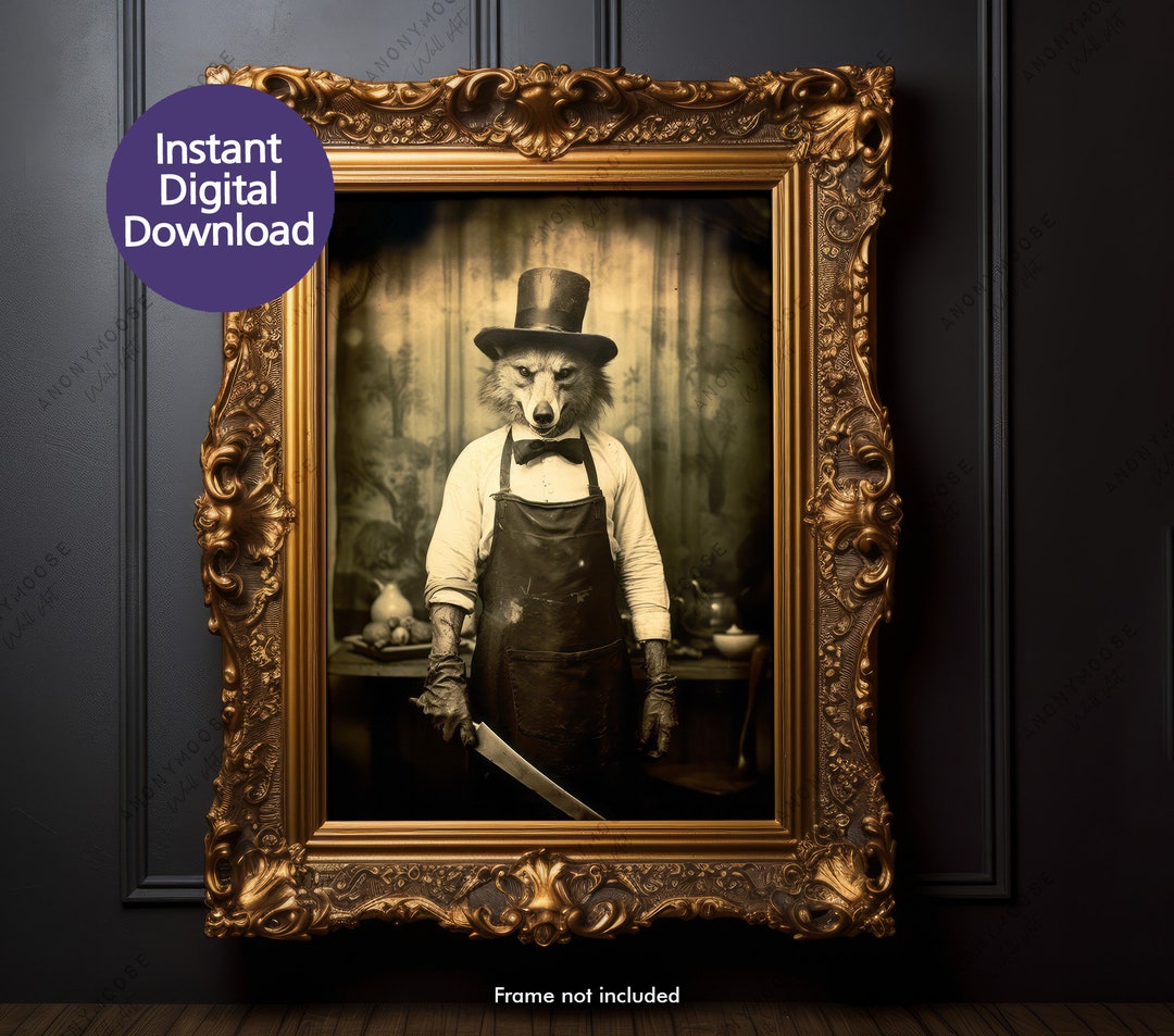 The Smirking Wolf Butcher Vintage Photo, Old Halloween Animal Printable ...