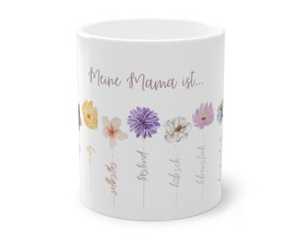 Muttertagsgeschenk Kaffeetasse - Blumenstrauß Kaffeebecher mit 9 positiven Eigenschaften"