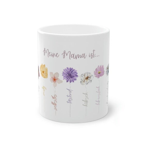 Muttertagsgeschenk Kaffeetasse - Blumenstrauß Kaffeebecher mit 9 positiven Eigenschaften"