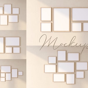 5 Gallery Frame Mockup Bundle | Beige Frame Mockup Bundle |Poster Mock up, Wall Art, Template Frame Art print Mockup JPG Digital Download