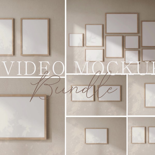 7 Video Mockup Bundle Frame| Natural Shadows| Frame Set Wall Art Mockup | Wood Mockup | MP4 Download