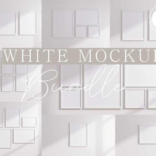 11 Frame Mockup Bundle | White Frame Mockup Bundle | Poster Mock up, Minimalist Template Frame Wall Art Mockup | JPG Digital Download