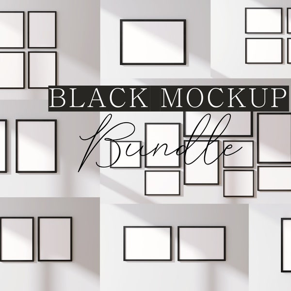 10 Black Frame Mockup Bundle | Frame Mock up Bundle | Shadow| Poster Mock up, Template Frame Art print Mockup JPG Digital Download