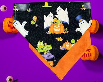 Trick or Treating Ghosts bandana, over the collar bandana, halloween bandana, dog bandanas, cat bandanas