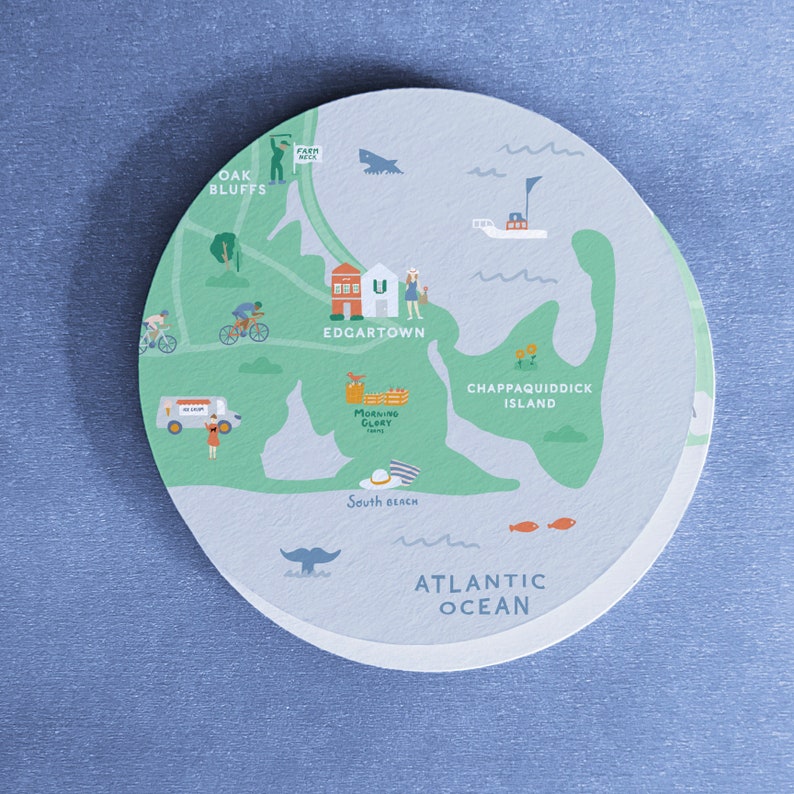 Round Map Coaster Coasters Illustrated City Maps - Etsy
