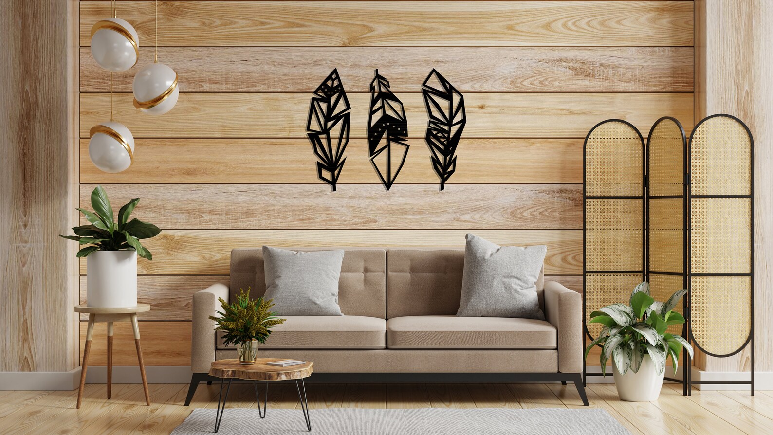Feathers Metal Wall Art Set,wall Decor,living Room Decor,vertical Table