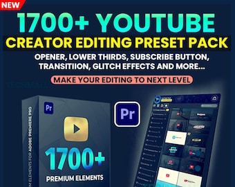 1700 YouTube Video Creator Editing Preset Pack for Premiere pro