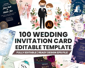 100 Wedding Invitation Card Editable Design Template | HD EPS