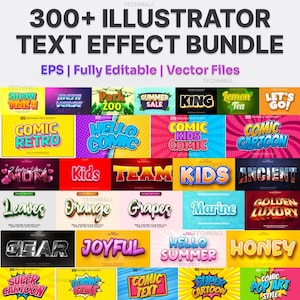 300+ Premium Illustrator-teksteffectenbundel: vector-EPS-titels voor luxe en elegante typografie